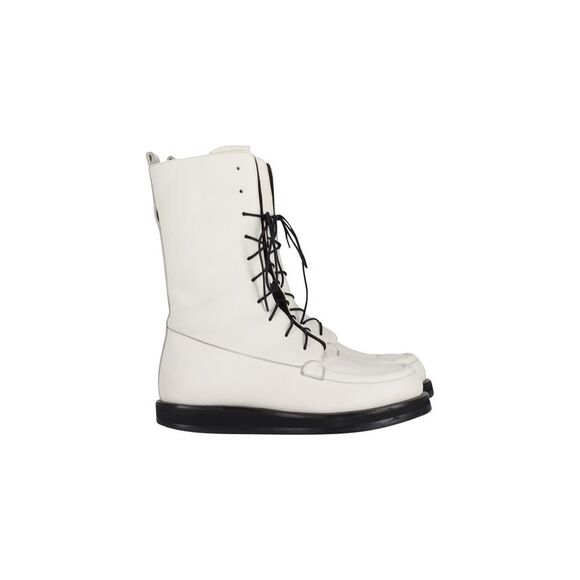 The Row Patty Lace-Up Combat Boots in White Leather